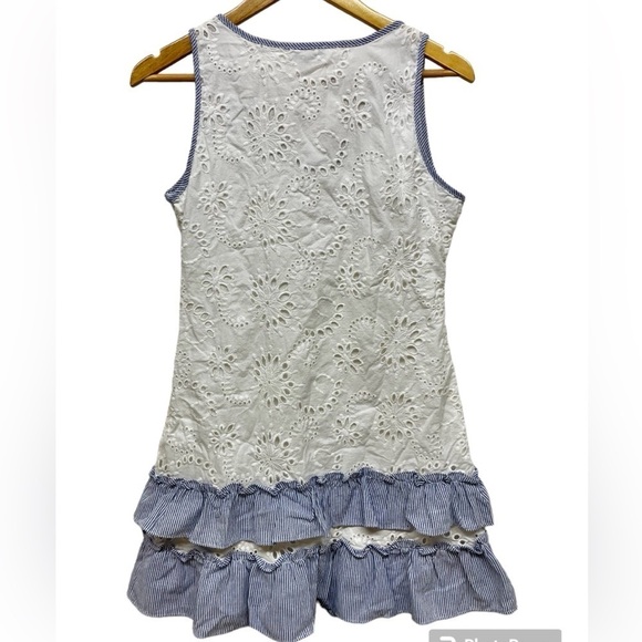 STELLAH White Eyelet Ruffle Cotton Farmhouse Cottage Dress - Size S - Picture 2 of 9